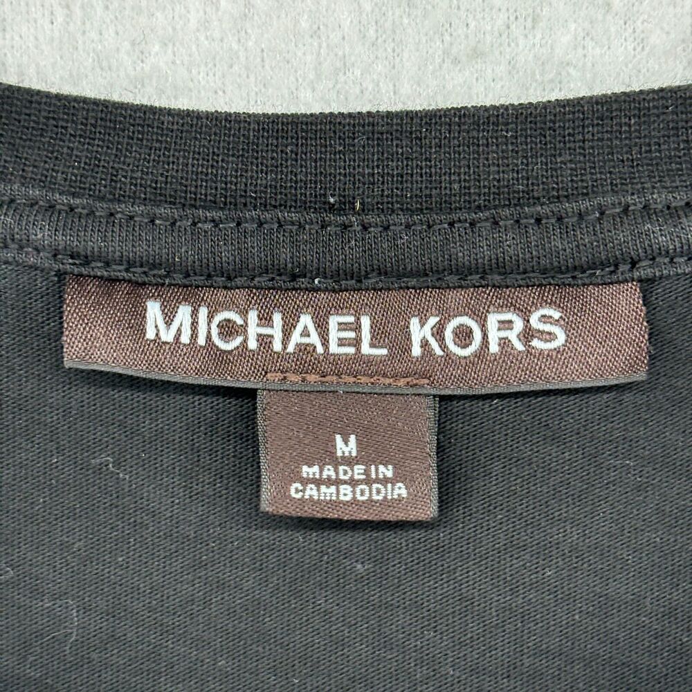 MICHAEL KORS Shirt Mens M MK Bulldog Graphic Short Sleeve Tee Cotton Black - Picture 11 of 15